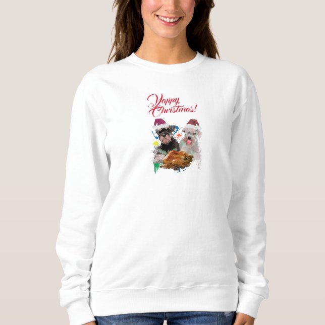 Sudadera Personalizable Schnauzer Perro Navideño Feliz (Anverso)