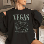 Sudadera Personalizada la personalizado Bachelorette Party<br><div class="desc">Añade un toque de calidez y estilo a tu fiesta de soltera de Las Vegas con nuestra camiseta de cuello de soltera de la marca "Vegas Before Vows", Personalizado de Emerald Green. Esta camisa versátil y de moda combina comodidad con un diseño retro inspirado en el casino, lo que lo...</div>