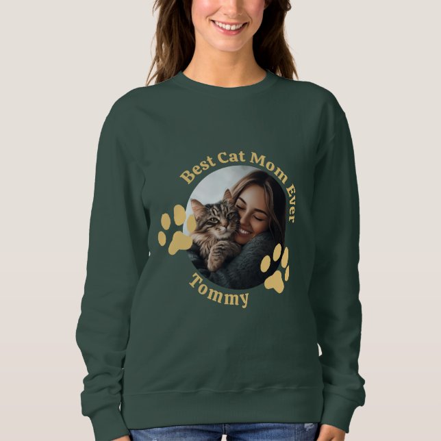 Sudadera Personalizada Mejor Mamá de Gatos con Nom (Anverso)
