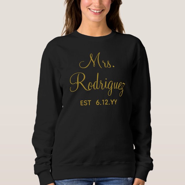 Sudadera Personalizada Sra. Newlywoed Personalizado present (Anverso)