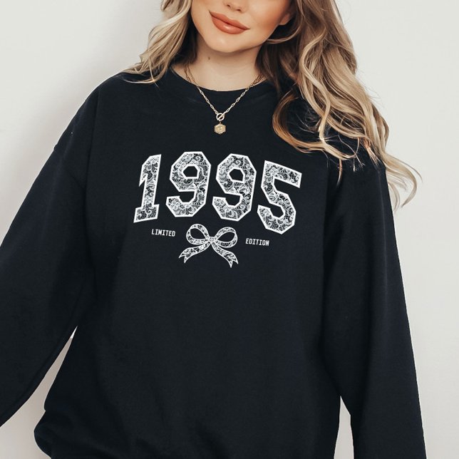 Sudadera Personalizado 30 cumpleaños 1995 Lace Coquette Bow (Subido por el creador)