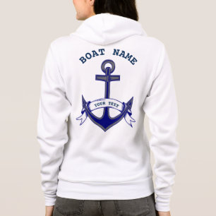 Sudadera Personalizado Anchor Nautical Blue Ladies Zip