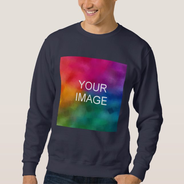 Sudadera Personalizado azul de la Marina de moda Añadir log (Anverso)