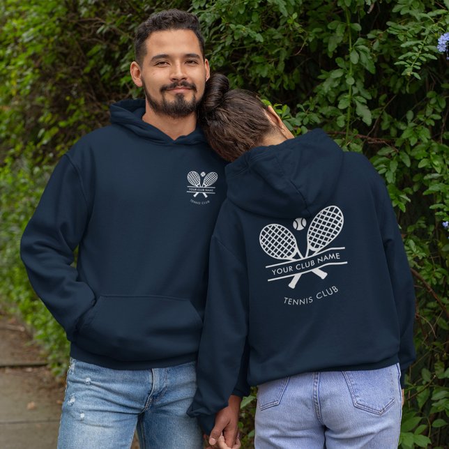 Sudadera Personalizado Azul del logotipo de la Marina (Tennis Club Members Swag Navy Blue Logo Hoodie)
