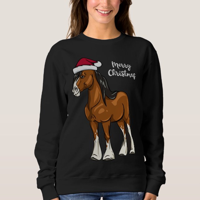 Sudadera Personalizado Cute Clydesdale Borrador de Navidade (Anverso)