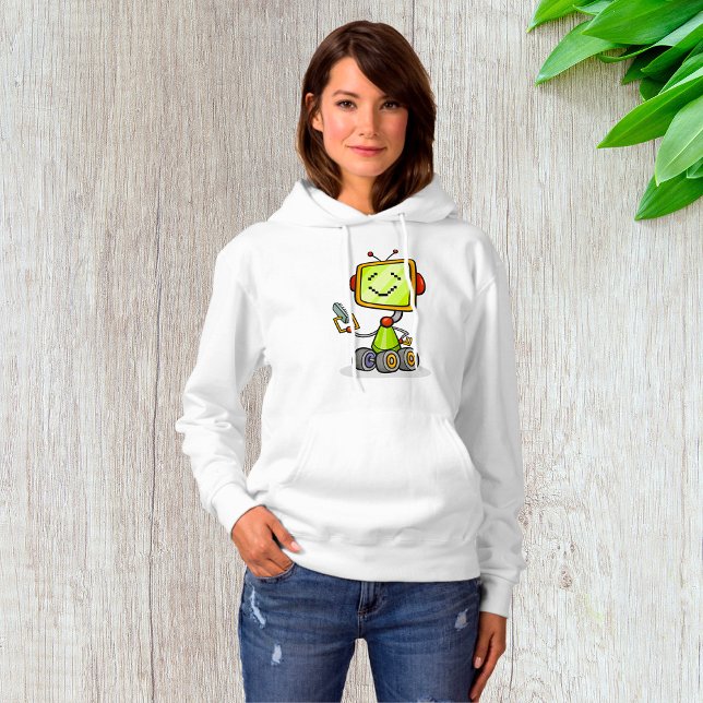 Sudadera Personalizado Cute Retro Robot Divertido AI Tech D (Subido por el creador)