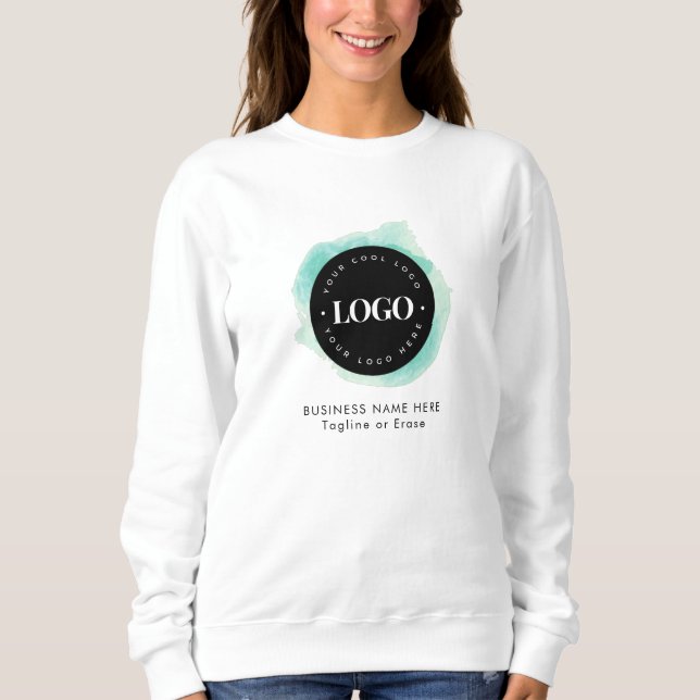 Sudadera Personalizado de acuarela verde Empresa logotipo T (Anverso)