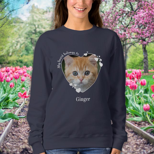 Sudadera Personalizado de Cat Lover Mascota Corazón de foto (Subido por el creador)