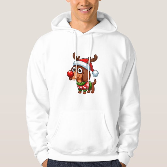 Sudadera Personalizado de Cute Wiener Dog Rudolph (Anverso)