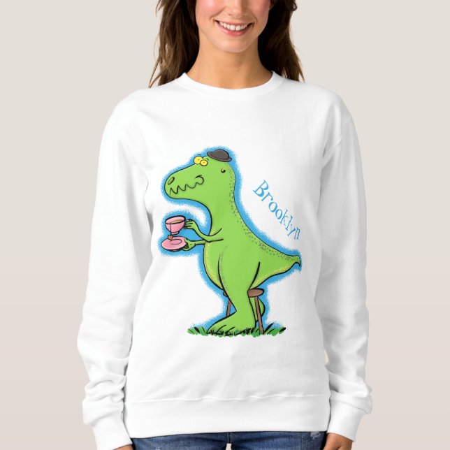 Sudadera Personalizado de dinosaurios de color verde gracio (Anverso)