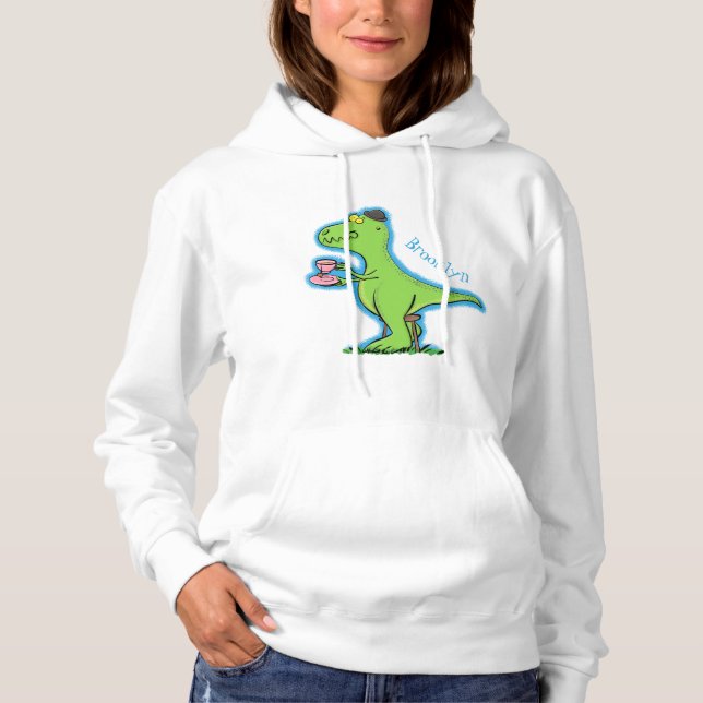 Sudadera Personalizado de dinosaurios de color verde gracio (Anverso)