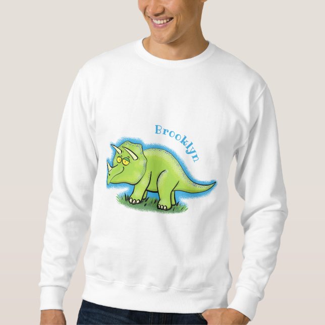 Sudadera Personalizado de dinosaurios de triceratops verde  (Anverso)