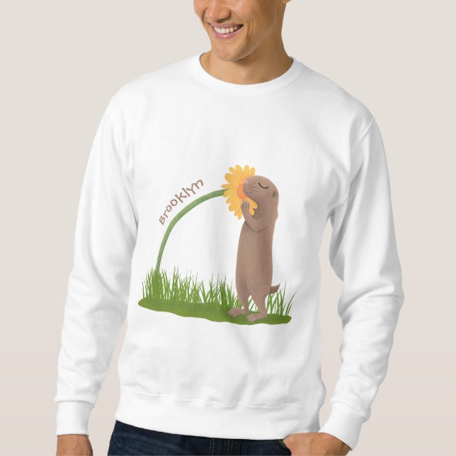 Sudadera Personalizado de flor de esnifado de perro de prad (Anverso)