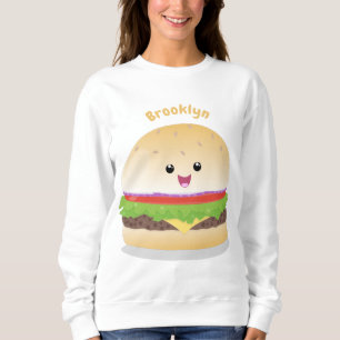 Sudadera Personalizado de hamburguesa kawaii feliz