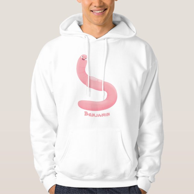 Sudadera Personalizado de lombrices de tierra rosa y alegre (Anverso)