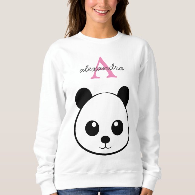 Sudadera Personalizado de oso panda lindo Monograma (Anverso)