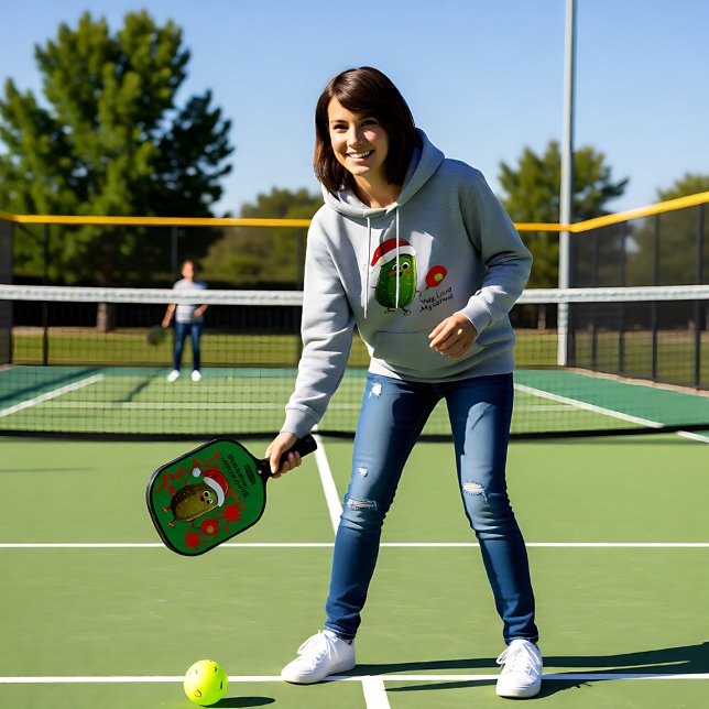 Sudadera Personalizado de texto a la concentración de balon (Custom text Santa's Pickleball Rally Hoodie)