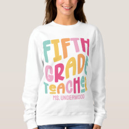 Sudadera Personalizado de texto colorido de quinto grado de