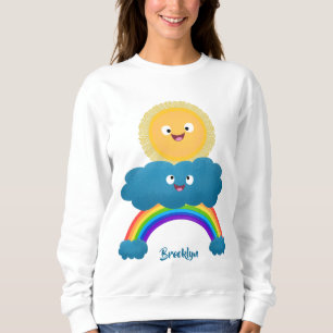 Sudadera Personalizado del arco iris de la nube de sol feli