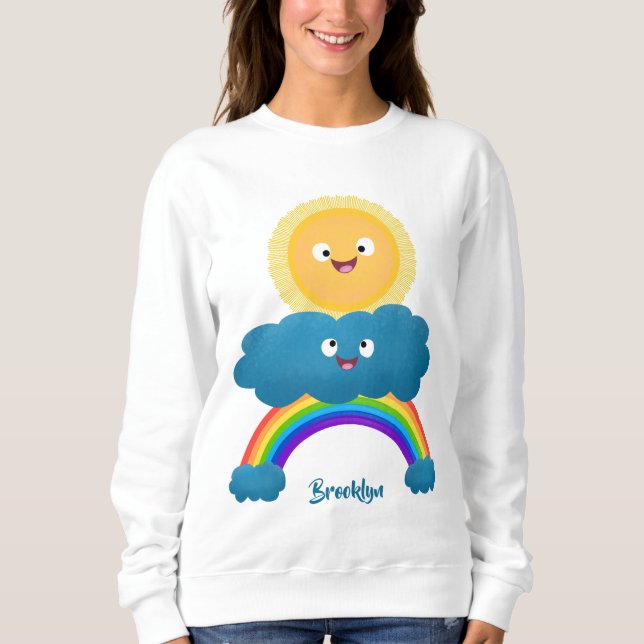 Sudadera Personalizado del arco iris de la nube de sol feli (Anverso)