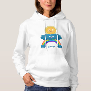 Sudadera Personalizado del arco iris de la nube de sol feli