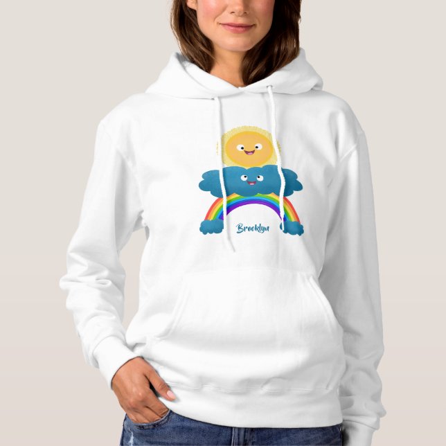 Sudadera Personalizado del arco iris de la nube de sol feli (Anverso)