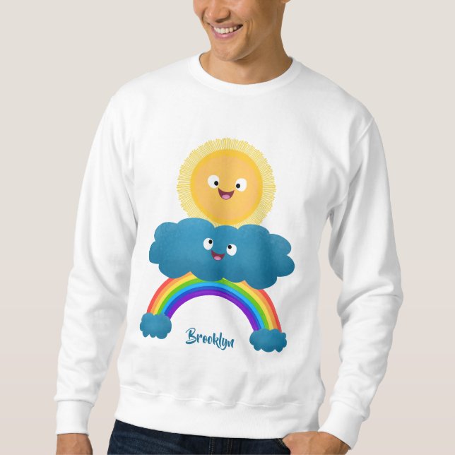 Sudadera Personalizado del arco iris de la nube de sol feli (Anverso)