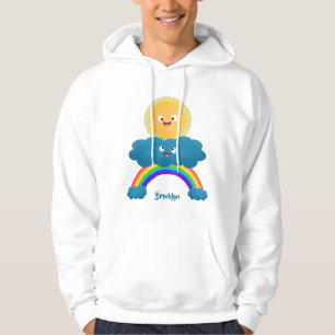 Sudadera Personalizado del arco iris de la nube de sol feli