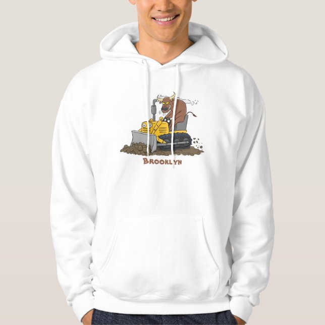 Sudadera Personalizado del bulldozer cómico que conduce un  (Anverso)