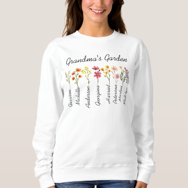Sudadera Personalizado del jardín de la abuela Regalo de fl (Anverso)