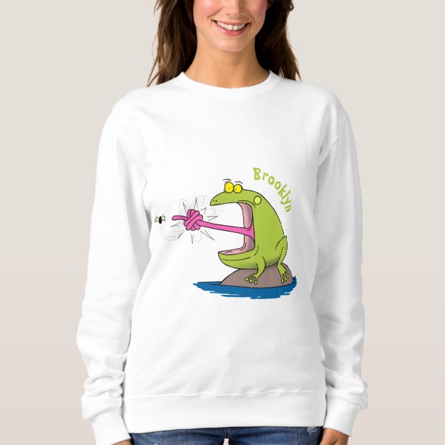 Sudadera Personalizado divertida de rana y mosca (Anverso)