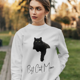 Sudadera Personalizado divertido gato negro cita madre masc