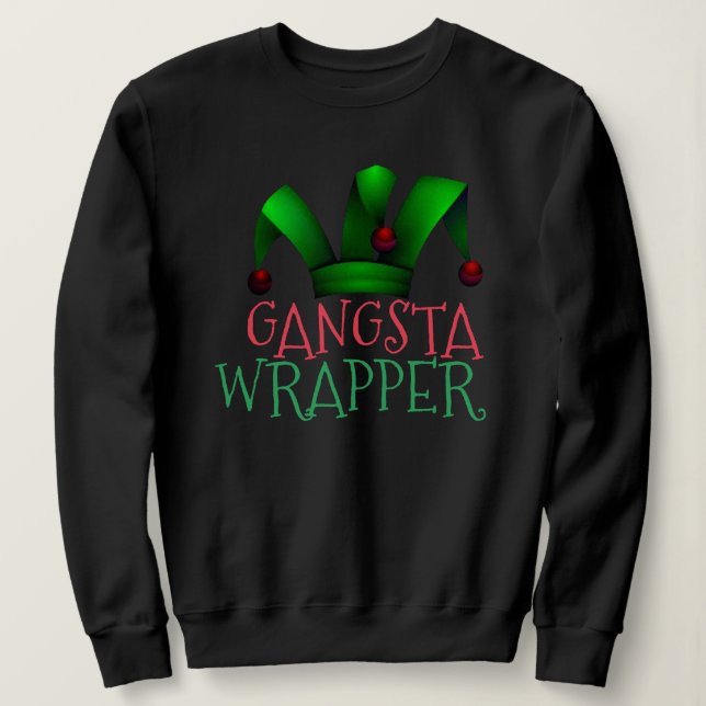 Sudadera Personalizado Elf Santa Helper Gangsta Wrapper Nav (Anverso del diseño)