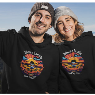 Sudadera Personalizado Family Road Trip Mountain Sunset Ret