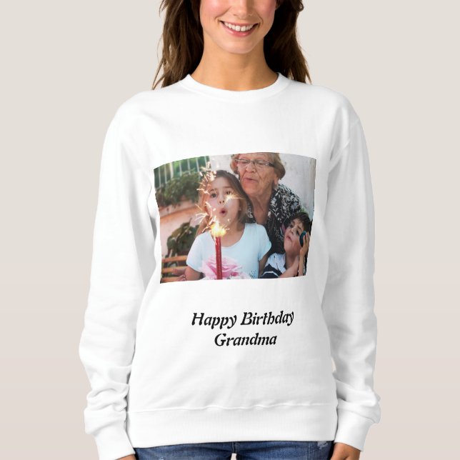 Sudadera Personalizado Feliz cumpleaños foto de la abuela (Anverso)