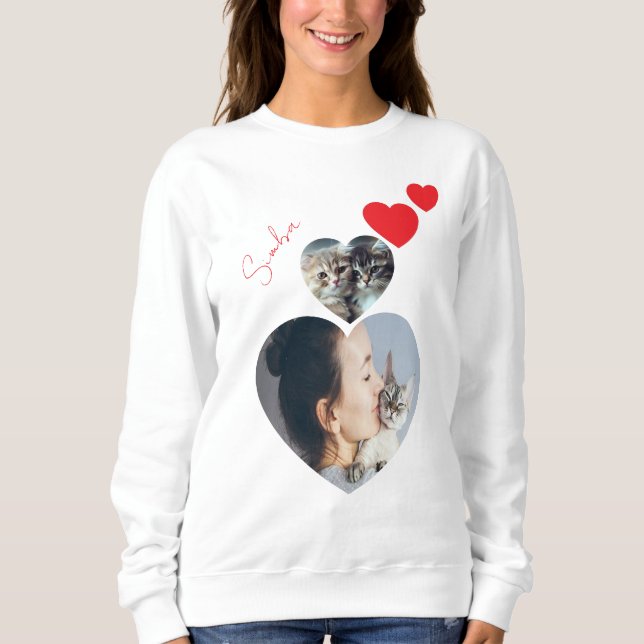 Sudadera Personalizado Gato Lover Sweatshirt - Corazón pers (Anverso)