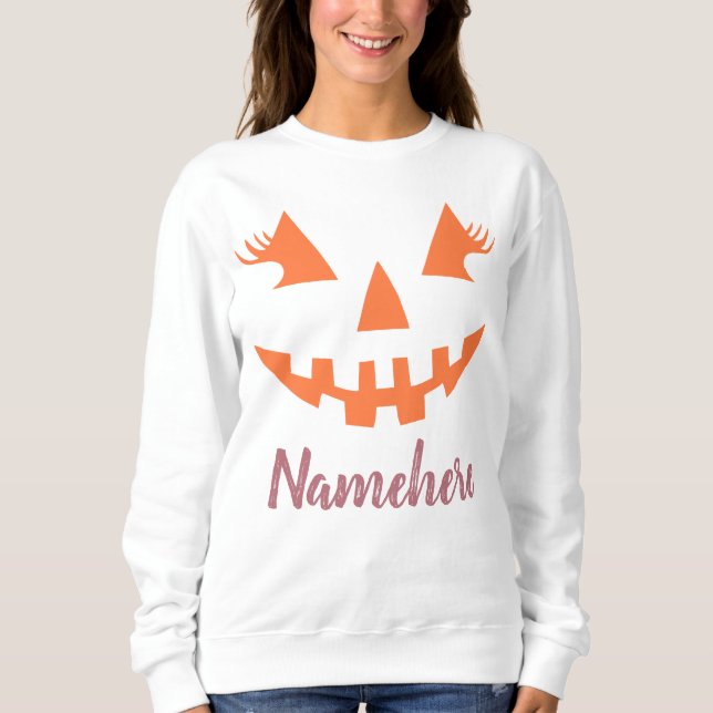 Sudadera Personalizado Girly Jack O Lantern Pumpkin Hallowe (Anverso)