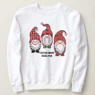 Sudadera Personalizado Gnome Meme/puns Patrón de plaid Funn