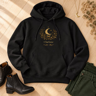 Sudadera Personalizado Gold Moon Moth Botánico Brujeril