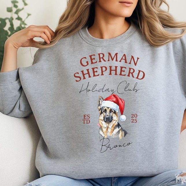 Sudadera Personalizado Holiday Club German Shepherd (Elevate your holiday shopping apparel with this Custom Holiday Club German Shepherd sweatshirt!)