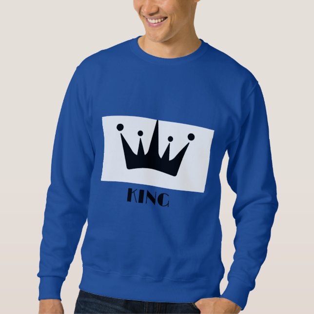 Sudadera Personalizado King Text Black Crown Image Royal Ba (Anverso)