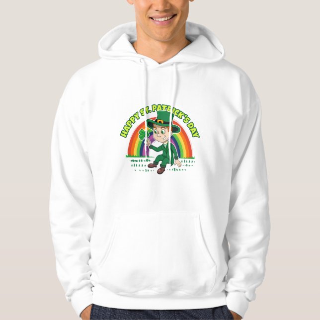 Sudadera Personalizado lindo leprechaun con shamrock y arco (Anverso)