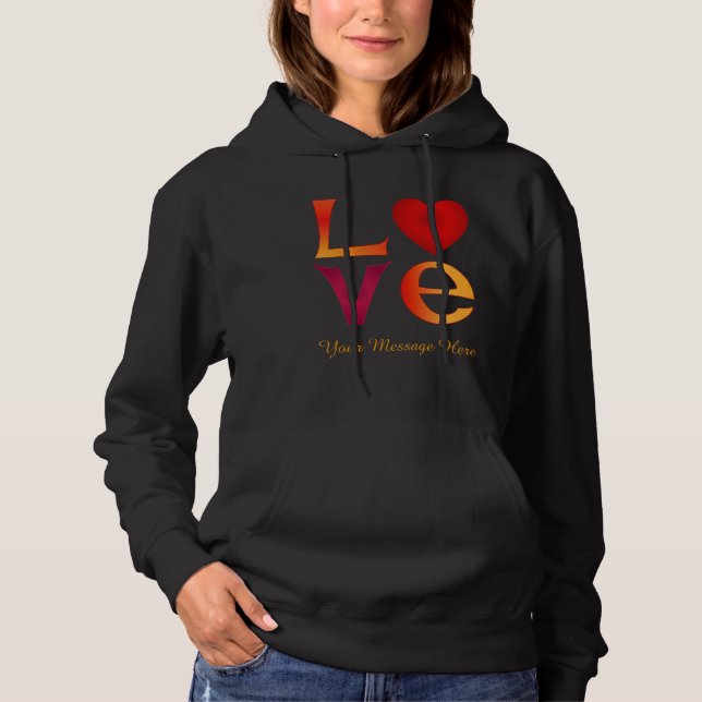 Sudadera Personalizado LOVE Square Lettering Red & Yellow o (Anverso)