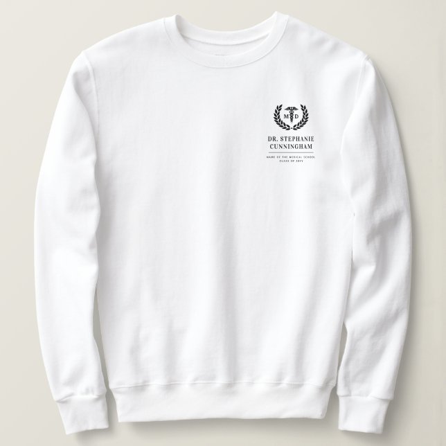 Sudadera Personalizado MD Médico de Medicine Med School Gra (Anverso del diseño)