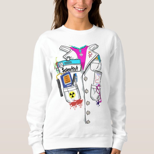 Sudadera Personalizado Mujer Científica Nombre Etiqueta Cos (Anverso)