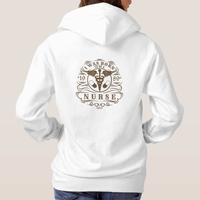 Sudadera Personalizado Nacido para Ser Enfermera Parte Dela (Reverso)