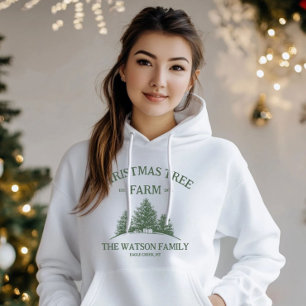 Sudadera Personalizado Nombre Familia Navidad Árbol Granja