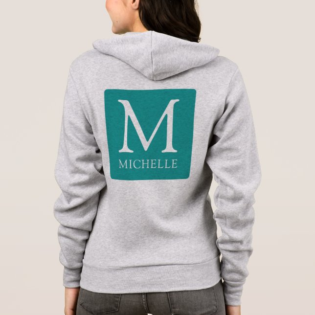 Sudadera Personalizado Nombre Monograma Mujeres Impresión f (Reverso)