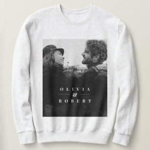 Sudadera Personalizado Pareja Foto Elegante Negro Resumen S
