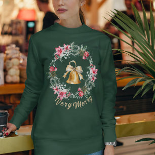 Sudadera Personalizado Poinsettia Snowflake Navidades verde